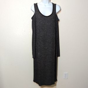 Juicy Couture Gray Knit Cold Shoulder Embellished Neck Sweater Dress Size Large